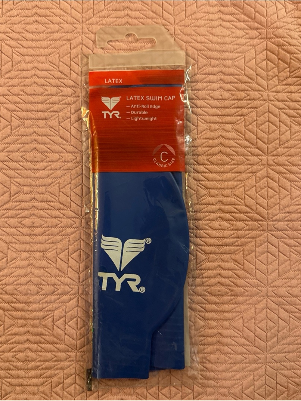 TYR Latex Swim Cap Adult Hydrodynamic Fit Training Hat C Classic Fit Blue